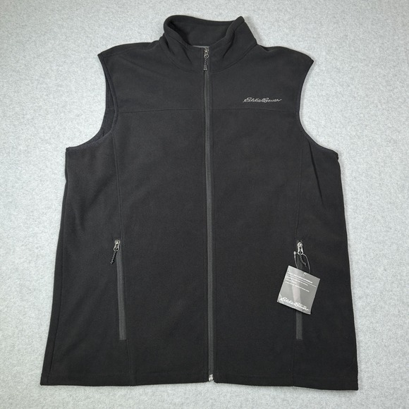 Eddie Bauer Other - New Eddie Bauer Quest 200 Men's Large Tall LT Black Brushed Fleece Full Zip Vest